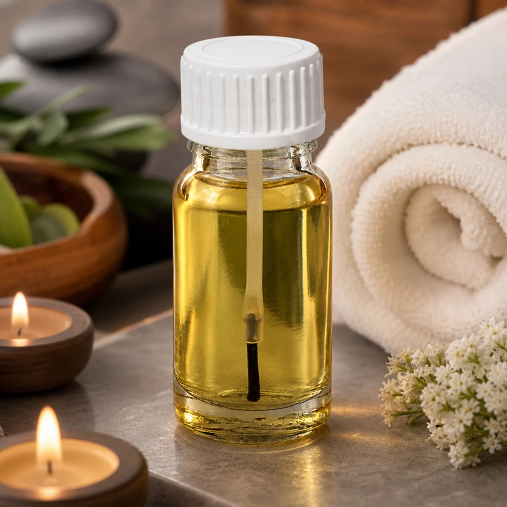 Kompakte 10ml Flasche mit Pinselaufsatz aus Borosilikatglas ideal für Aromatherapie und Naturkosmetik