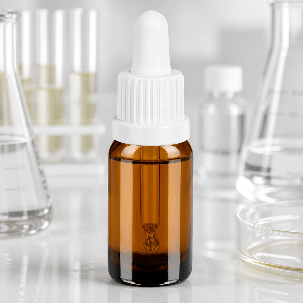 10ml pipetovací láhev bílá s uzávěrem s ochranou proti manipulaci BrownLine UT18/10 10ml Apothekerflasche aus braunem Glas mit weißer Pipette für professionelle Nutzung