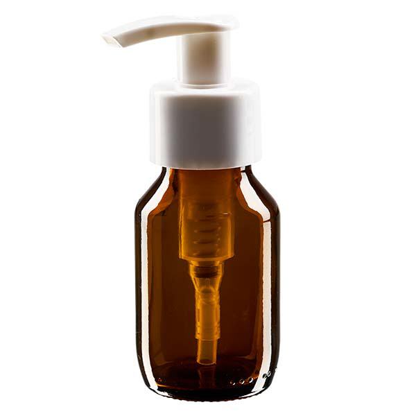 50ml lahvi&#269;ka na l&#233;ky hn&#283;d&#225;, s d&#225;vkovac&#237; pumpi&#269;kou b&#237;l&#225; ApoGlas