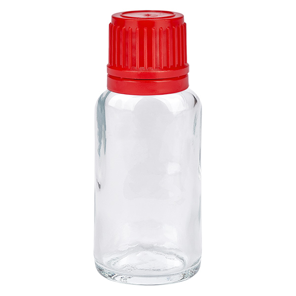 20ml láhev 11mm šroubovací uzávěr červený uzávěr s ochranou proti manipulaci ClearLine UT18/20 20ml láhev 11mm šroubovací uzávěr červený uzávěr s ochranou proti manipulaci ClearLine UT18/20