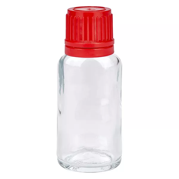 20ml láhev 11mm šroubovací uzávěr červený uzávěr s ochranou proti manipulaci ClearLine UT18/20