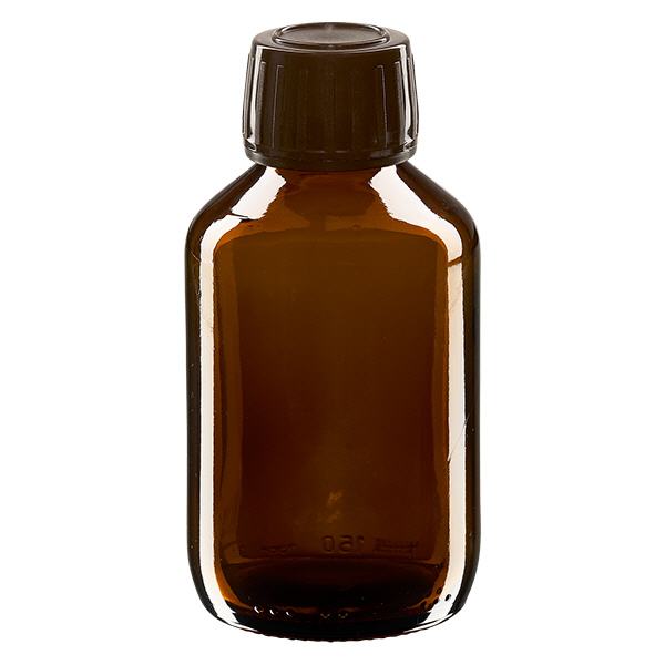 150ml lahvička na léky hnědá, hnědý uzávěr s tamper-evidentním kroužkem ApoGlas 150ml lahvička na léky hnědá, hnědý uzávěr s tamper-evidentním kroužkem ApoGlas