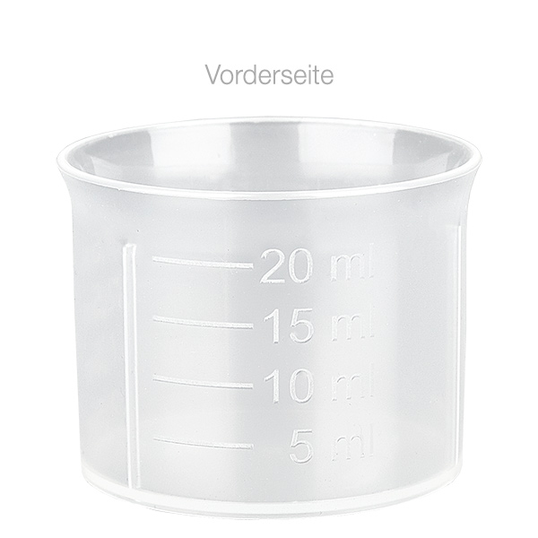 Průhledný dávkovací kelímek 20ml se stupnicí ApoGlas Průhledný dávkovací kelímek 20ml se stupnicí ApoGlas