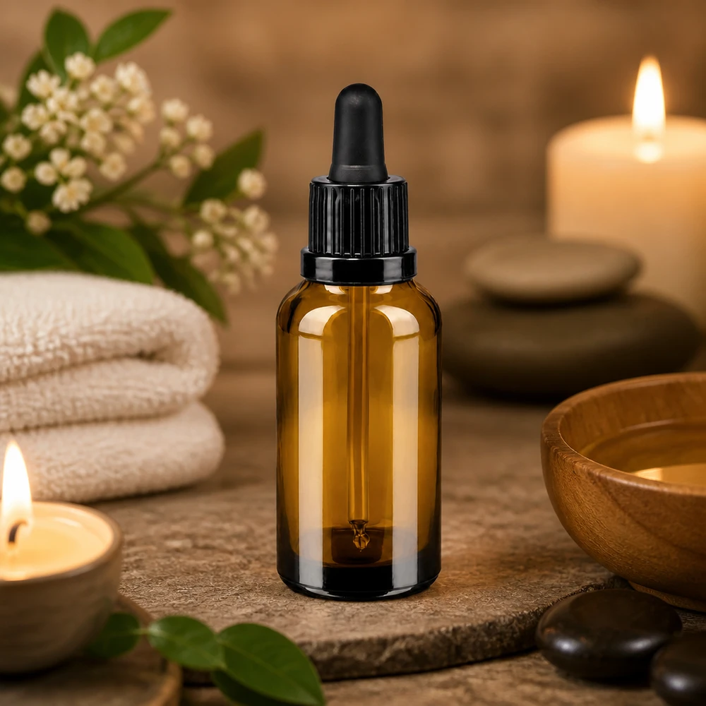 30ml pipetovací láhev černá se zajištěným uzávěrem BrownLine UT18/30 Nachhaltige 30ml Glasflasche wiederverwendbar mit präziser Pipette für Zero-Waste-Lifestyle