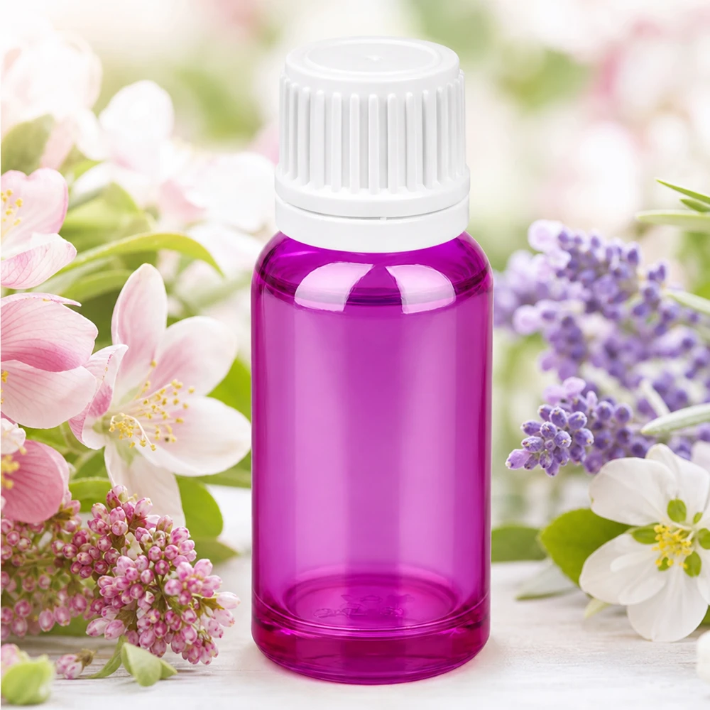 20ml láhev se šroubovacím uzávěrem 11 mm bílá Originality šroubovací uzávěr PurpleLine UT18/20 Violette 20ml Glasflasche mit weißem Verschluss ideal für DIY-Kosmetik und selbstgemachte Tinkturen