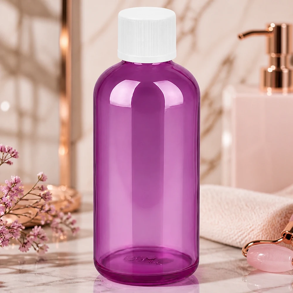 Kompakte violette 100ml Flasche mit präzisem 11mm Gewinde für professionelle Anwendungen
