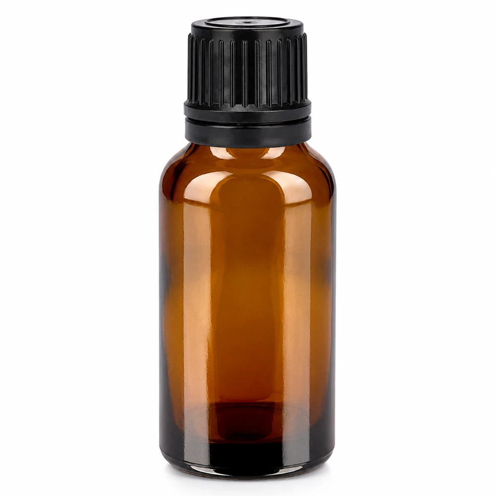 20ml láhev 11mm šroubovací uzávěr černá se zajištěním proti manipulaci BrownLine UT18/20 20ml BrownLine Glasflasche mit schwarzem Verschluss für professionelle Kosmetik und Pharmazie
