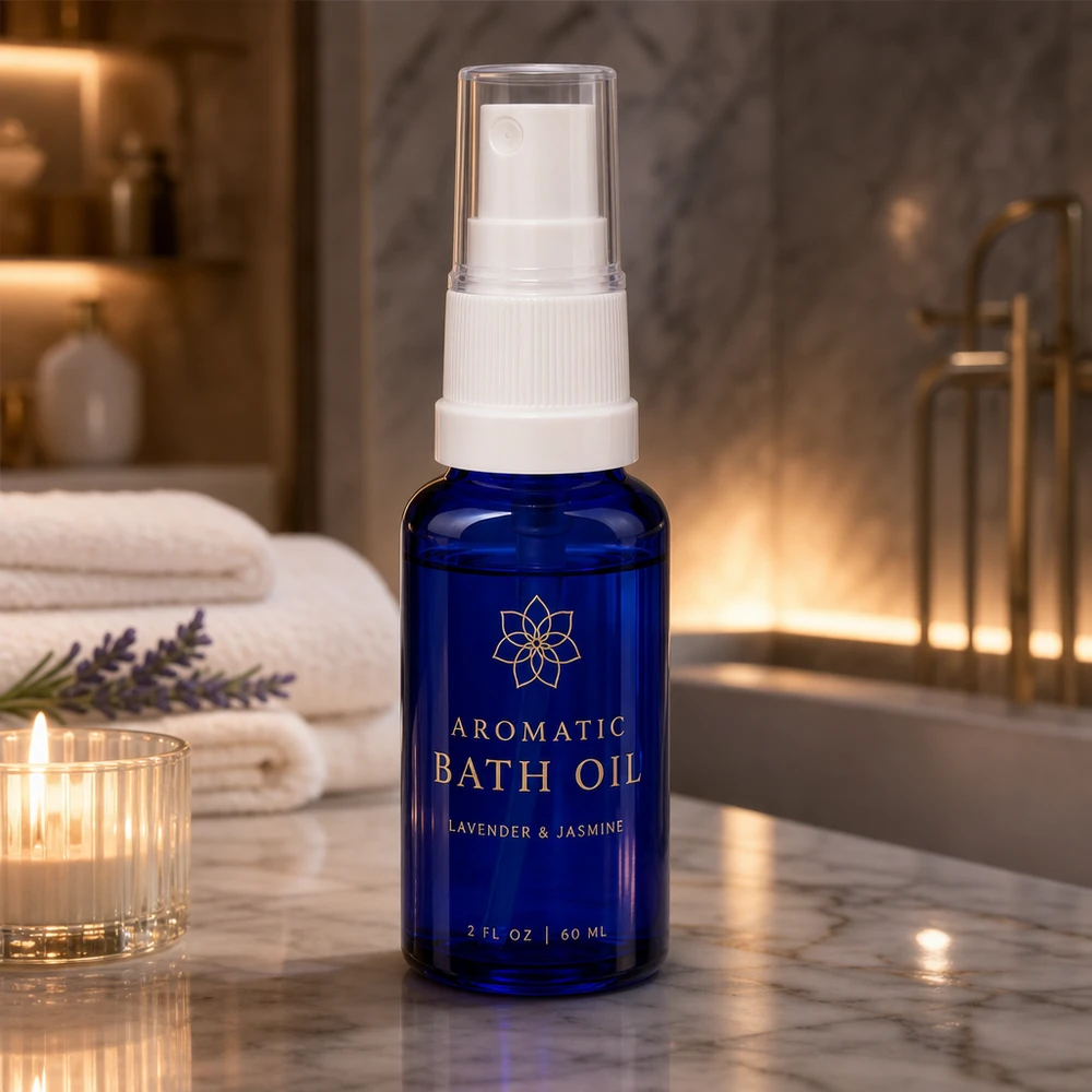 Stabile 20ml Sprayflasche aus blauem Apothekerglas für ätherische Öle und Badezusätze