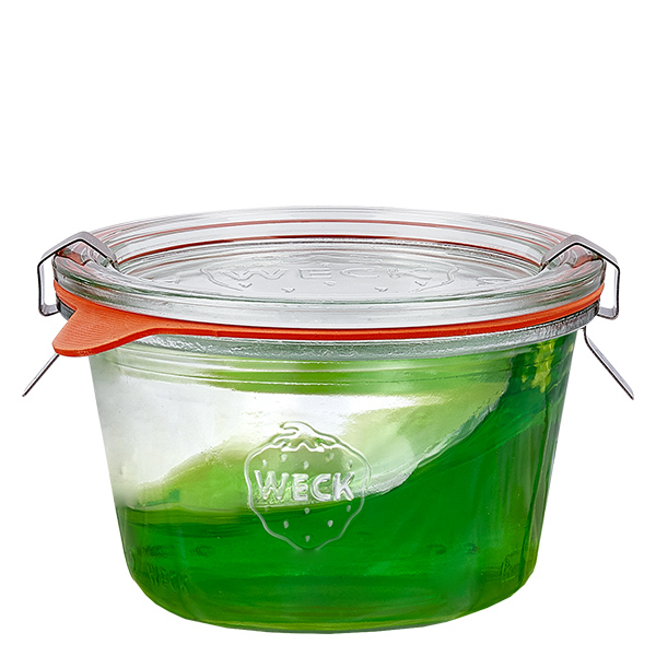 Sada 24 sklenic Weck 370ml tumblers s 24 skleněnými víčky. Sada 24 sklenic Weck 370ml tumblers s 24 skleněnými víčky.