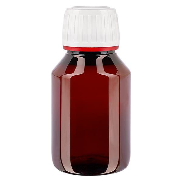 PET láhev 50ml s bílým tamper-evidentním uzávěrem, jemně žebrovaným PET láhev 50ml s bílým tamper-evidentním uzávěrem, jemně žebrovaným