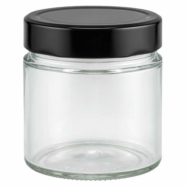 135ml kulatá sklenice + víčko BasicSeal černé hluboké UNiTWIST