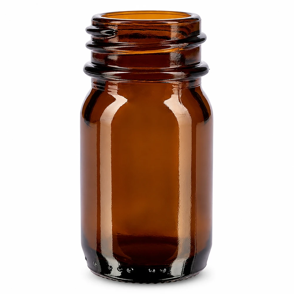 30ml láhev se širokým hrdlem jantarové sklo s uzávěrem 30ml Braunglas Weithalsgefäß für Salben und Pulver ideal