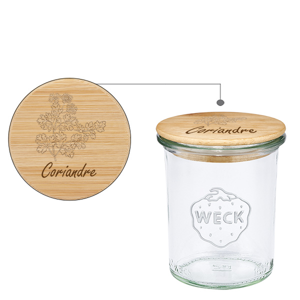 Couvercle en bois &quot;Coriandre&quot; avec WECK verre &#224; pied 160ml
