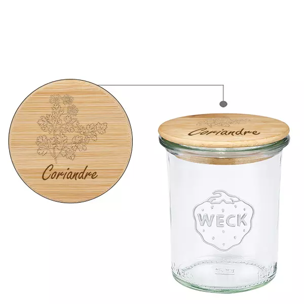 Couvercle en bois "Coriandre" avec WECK verre à pied 160ml Couvercle en bois "Coriandre" avec WECK verre à pied 160ml