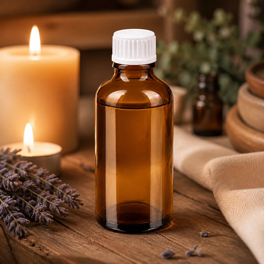 Lichtgeschützte 50ml Tropfflasche aus Braunglas mit ergonomischem Design für einfache Handhabung