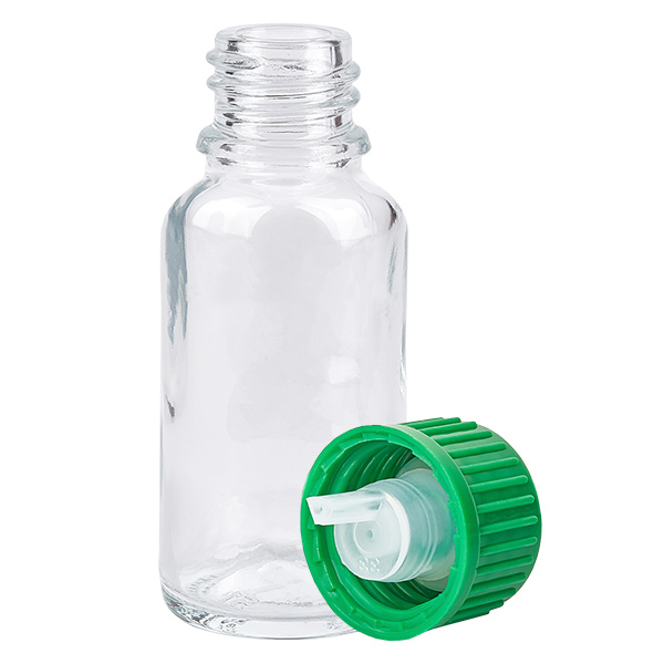 20ml lahvička s kapátkem 0,8 mm zelená standardní uzávěr ClearLine UT18/20 20ml lahvička s kapátkem 0,8 mm zelená standardní uzávěr ClearLine UT18/20