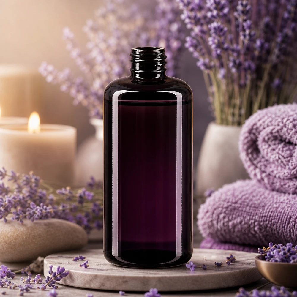Fialová skleněná láhev 200ml 410/24 Stilvolle Miron Violettglas-Flasche Draco 200ml perfekt für Aromatherapie und Beauty-Produkte