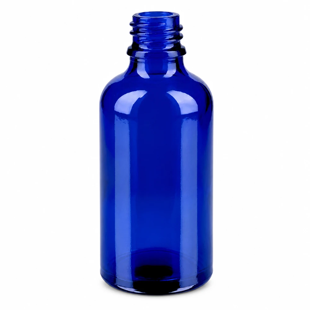 100ml lahvička s rozprašovačem bílá/transparentní standardní uzávěr BlueLine UT18/100 Robuste blaue Glassprayflasche 100ml für professionelle Kosmetik und Pflege