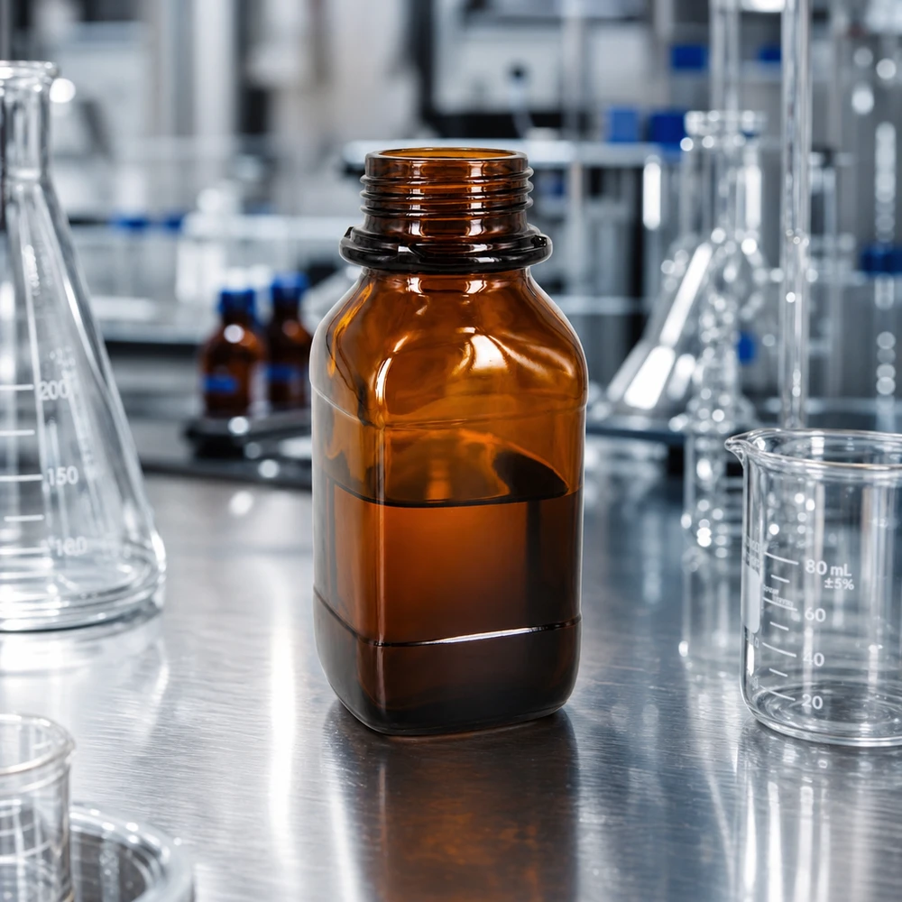 250ml láhev na chemikálie Kompakte 250ml Laborflasche aus getöntem Glas für platzsparende Chemikalienlagerung