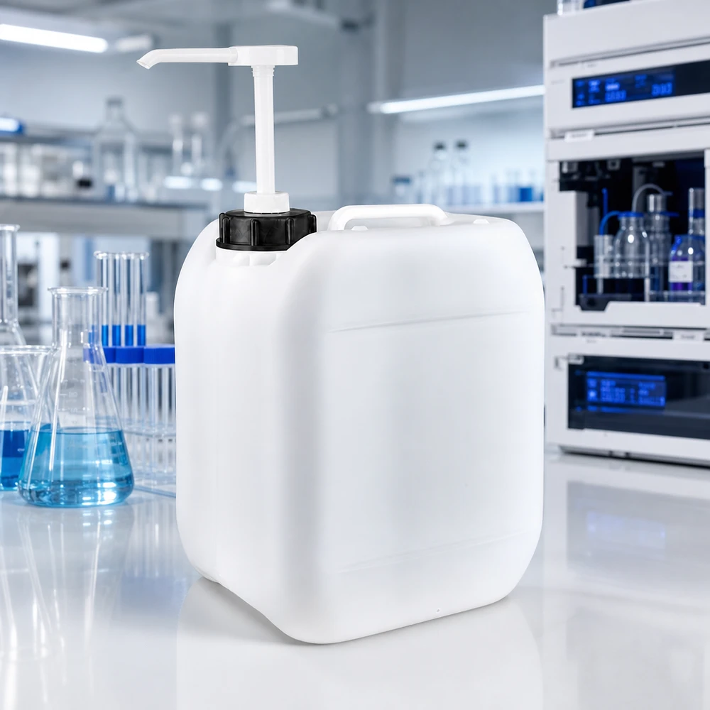 Kanystr 5 litrů s dávkovacím čerpadlem Hygienischer Großgebinde Kanister 5L mit Einhand-Dosierpumpe für Laborchemikalien
