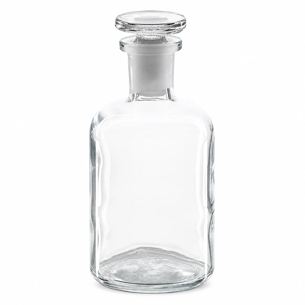 Láhev s kulatým ramenem 100ml čirá skleněná zátka s úzkým hrdlem Hochwertige Rundschulterflasche 100ml transparentes Glas Enghals Glasstopfen Labor