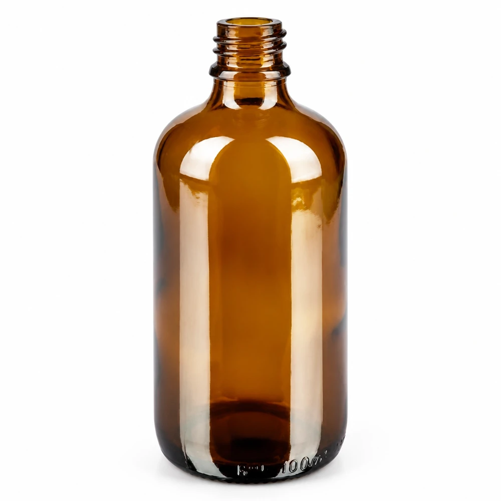 Premium 100ml Glasflasche in Bernsteinoptik mit professionellem Schraubverschluss für Wirkstoffe