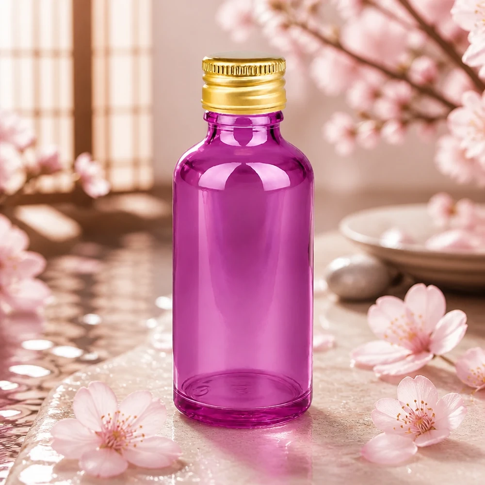 PurpleLine 50ml lahvička 11mm šroubovací uzávěr hliníkový zlatý standard. UT18/50 Premium 50ml Violettglas mit kratzfester Oberfläche und langlebigem Alu-Gold Verschlusssystem