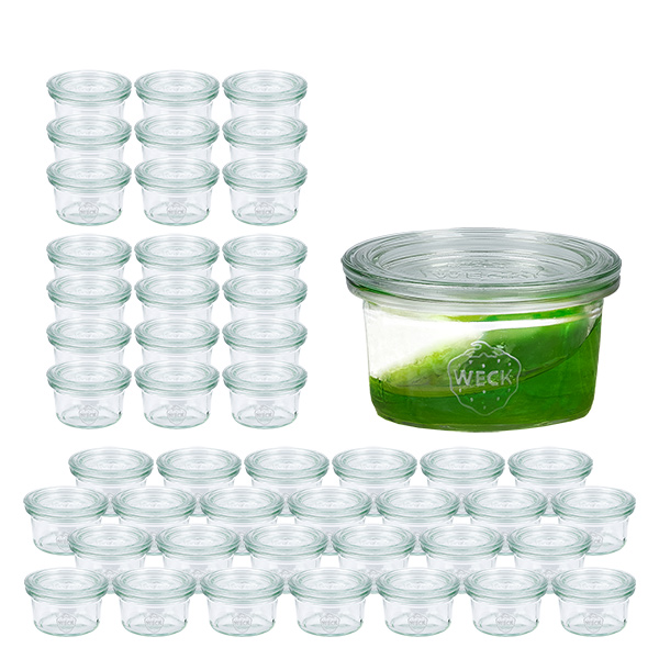 Sada 48 kelímků Weck 50 ml se 48 skleněnými víčky. Sada 48 kelímků Weck 50 ml se 48 skleněnými víčky.