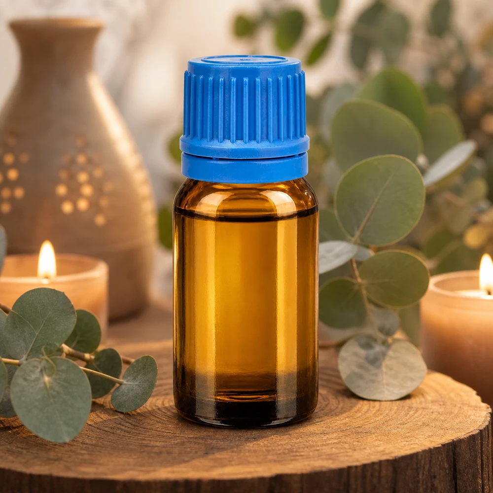 10ml lahvička 11mm šroubovací uzávěr modrý tamper evidentní uzávěr BrownLine UT18/10 Professionelle 10ml Braunglasflasche mit blauem Verschluss für hochwertige Naturprodukte