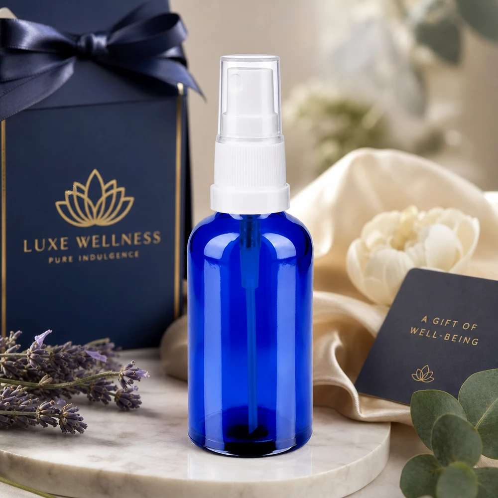 50ml lahvička s rozprašovačem bílá/transparentní standardní uzávěr BlueLine UT18/50 Vielseitige 50ml Pumpsprühflasche für DIY-Kosmetik und selbstgemischte Pflegeprodukte