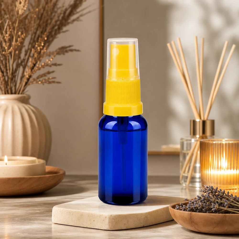 20ml lahvička s rozprašovačem žlutá/transparentní standardní uzávěr BlueLine UT18/20 20ml wiederbefüllbare Sprayflasche für mobile Anwendung BlueLine UT18/20