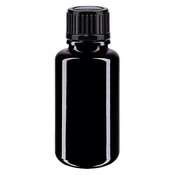 Lékárenská láhev fialová 20ml šroubovací uzávěr černý standardní