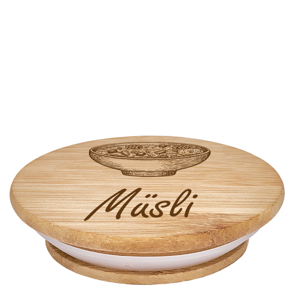 Couvercle en bois "Muesli" pro WECK RR100
