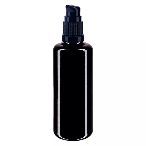 Lékárenská lahvička violet 50ml uzávěr pumpičky černý standardní Lékárenská lahvička violet 50ml uzávěr pumpičky černý standardní