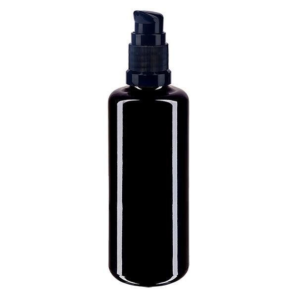 Lékárenská lahvička violet 50ml uzávěr pumpičky černý standardní Lékárenská lahvička violet 50ml uzávěr pumpičky černý standardní