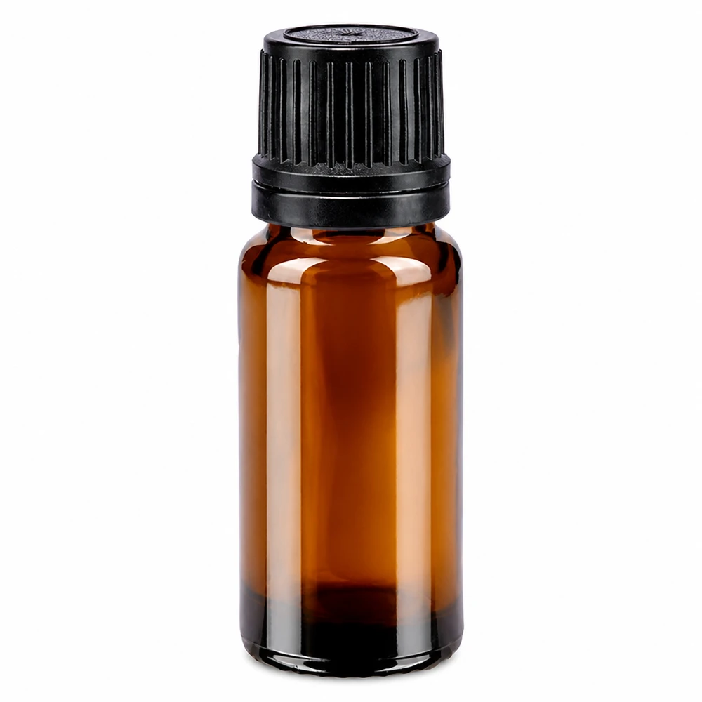 Lékárenská lahvička hnědá 10ml kapátko s nalévacím kroužkem 1mm černý uzávěr proti neoprávněné manipulaci. Lichtschutz-Tropfflasche 10ml braun mit schwarzem OV-Deckel ideal für ätherische Öle und Tinkturen