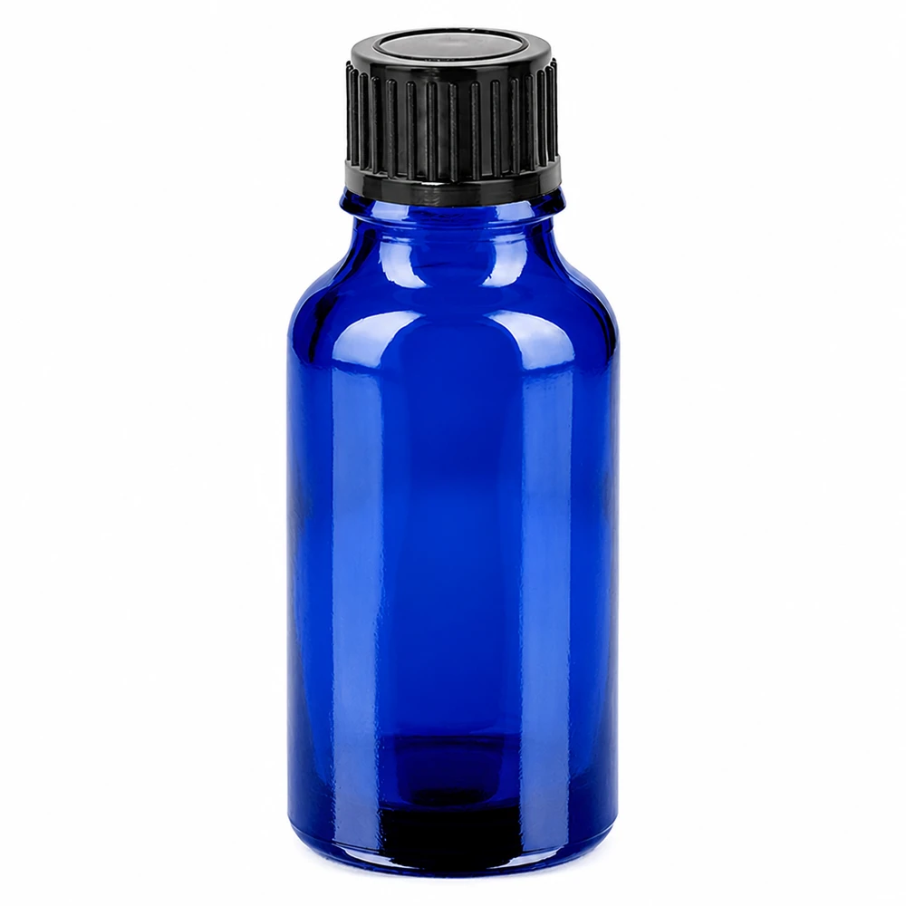 20ml láhev 11mm šroubovací uzávěr černá Standard BlueLine UT18/20 Premium Glasflasche 20ml blau mit schwarzem Tropfverschluss für professionelle Anwendung