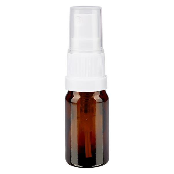 Lékárenská lahvička hnědá 5ml s rozprašovacím víčkem bílá Lékárenská lahvička hnědá 5ml s rozprašovacím víčkem bílá