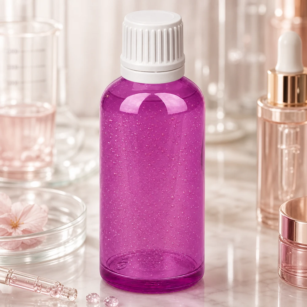Hochwertige 50ml PurpleLine Flasche mit auslaufsicherem weißem OV Verschlusssystem