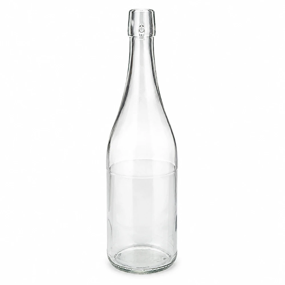 Skleněná láhev o objemu 750 ml bez výklopného víčka UNiTWIST 750ml Glasflasche transparent ohne Bügelverschluss UNiTWIST leer auf weißem Hintergrund Produktfoto 1