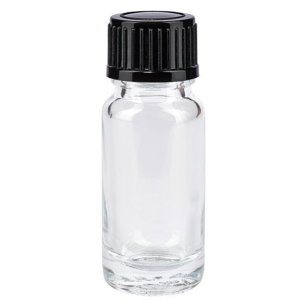 Lékárenská lahvička čirá 10ml se šroubovacím uzávěrem černá standard.