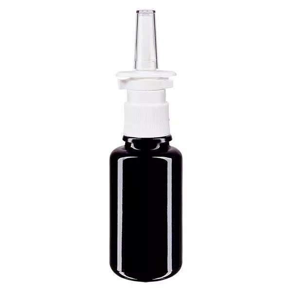 Lékárenská lahvička fialová 20ml nosní rozprašovač bílá standardní Lékárenská lahvička fialová 20ml nosní rozprašovač bílá standardní