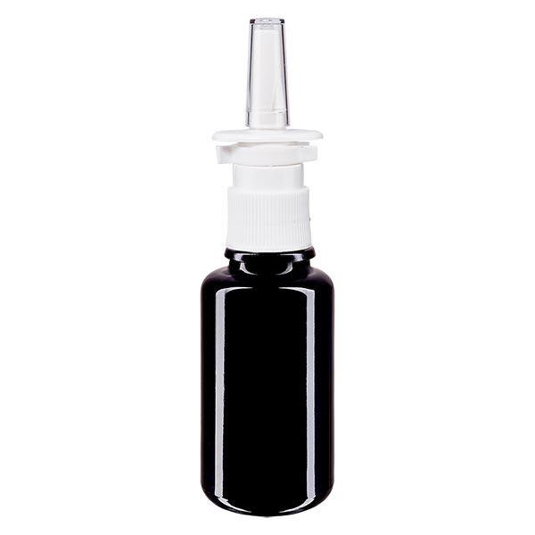 Lékárenská lahvička fialová 20ml nosní rozprašovač bílá standardní Lékárenská lahvička fialová 20ml nosní rozprašovač bílá standardní