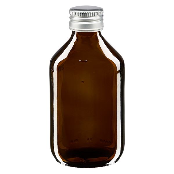 250ml láhev na léky hnědá, se stříbrným hliníkovým uzávěrem ApoGlas 250ml láhev na léky hnědá, se stříbrným hliníkovým uzávěrem ApoGlas