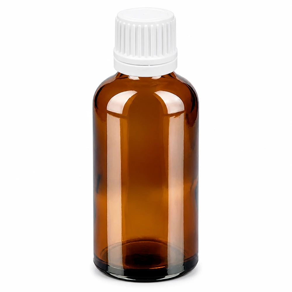 Präzise 0.7mm Tropfflasche 50ml in braun mit weissem Verschluss für Dosierung von Flüssigkeiten