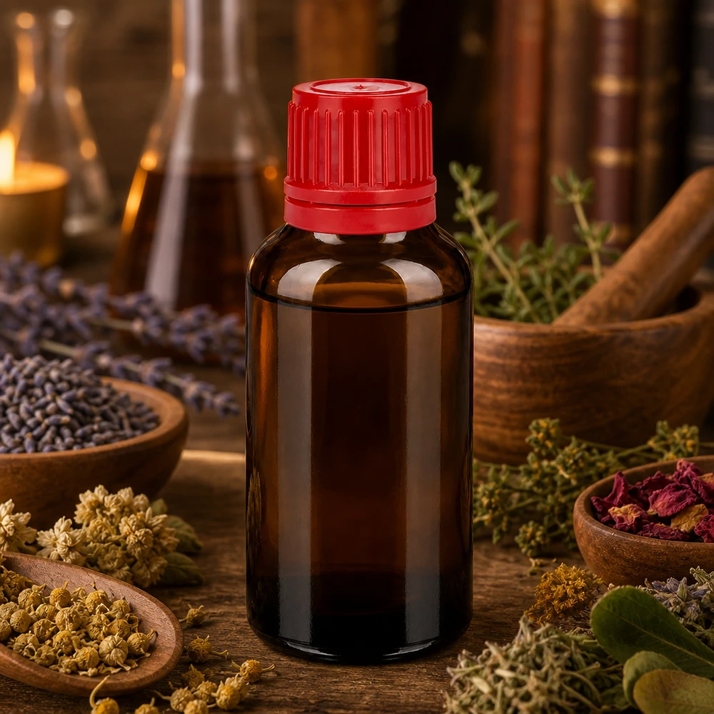Vielseitige 30ml Glasflasche mit rotem Verschluss perfekt für DIY-Kosmetik und Naturheilmittel