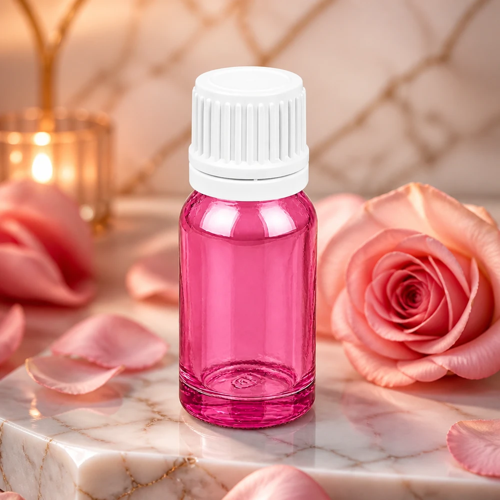 10ml lahvička s 11mm šroubovacím uzávěrem bílá Originální šroubovací uzávěr PurpleLine UT18/10 Elegante violette 10ml Glasflasche mit weißem Verschluss perfekt für Parfüm und Essenzen