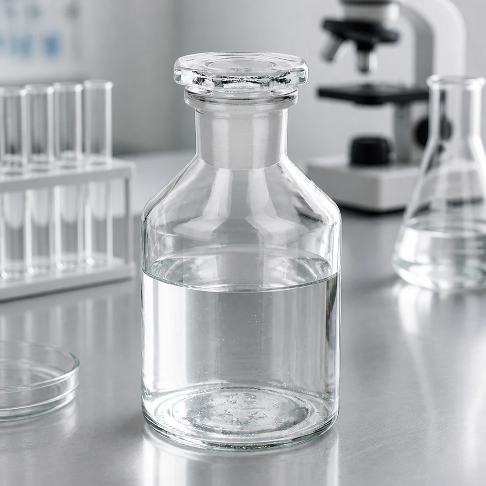 Láhev se strmým hrdlem 50ml čirá skleněná zátka s úzkým hrdlem Transparente Glasflasche 50ml mit charakteristischer Steilbrustform und Glasstopfenverschluss