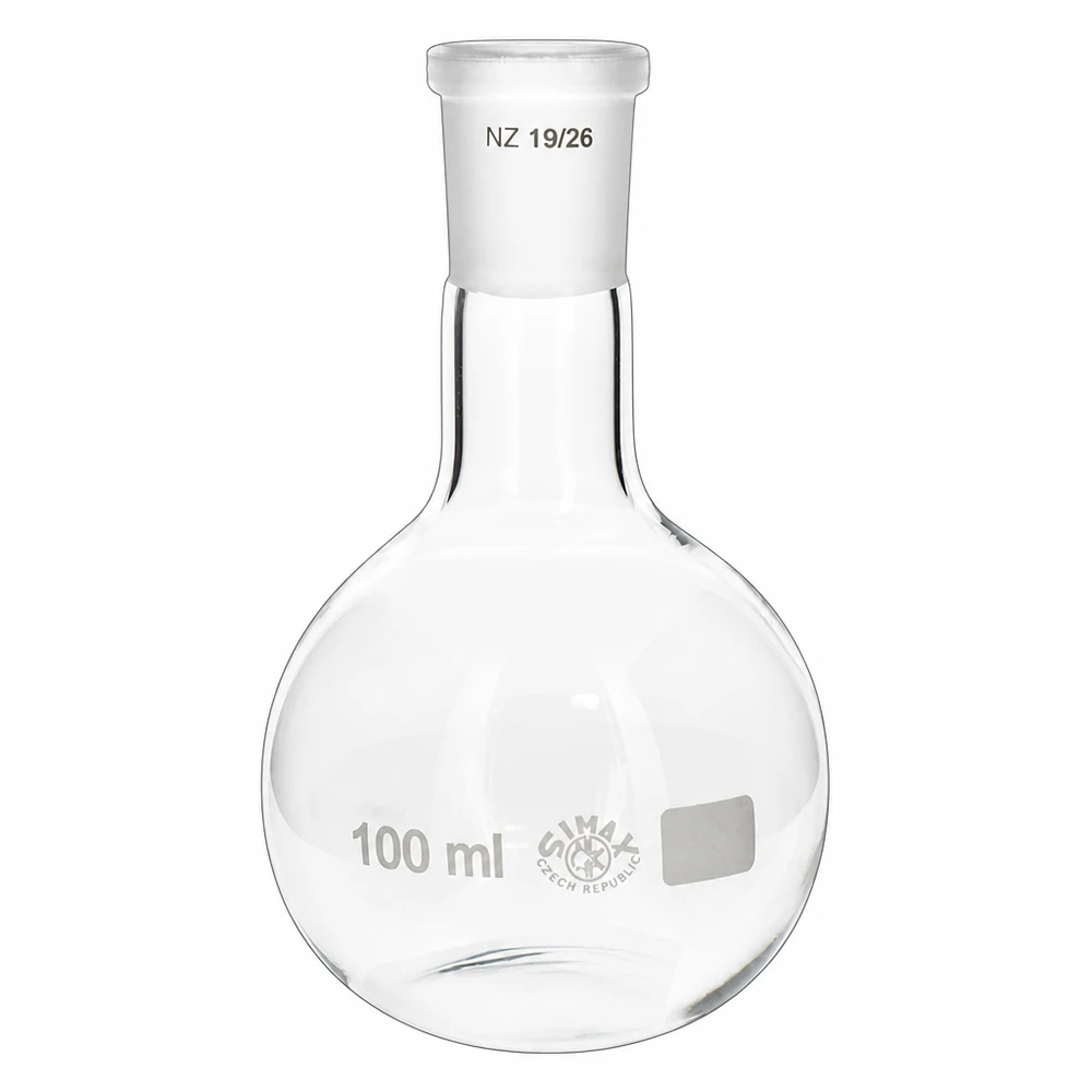 Baňka 100ml se standardním broušeným spojem (19/26) Rundbodenkolben 100ml Normschliff 19/26 kompakte Größe ideal für kleine Ansätze