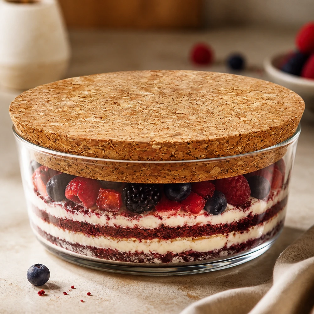 WECK RR100 Korken als Deckel für Dessertglas mit Beeren Tiramisu praktischer Korkenverschluss 94mm Öffnung